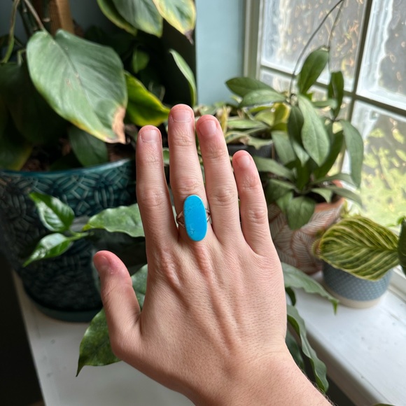 Magnesite Turquoise Ring, Sterling Silver, Size 9 - Picture 3 of 3